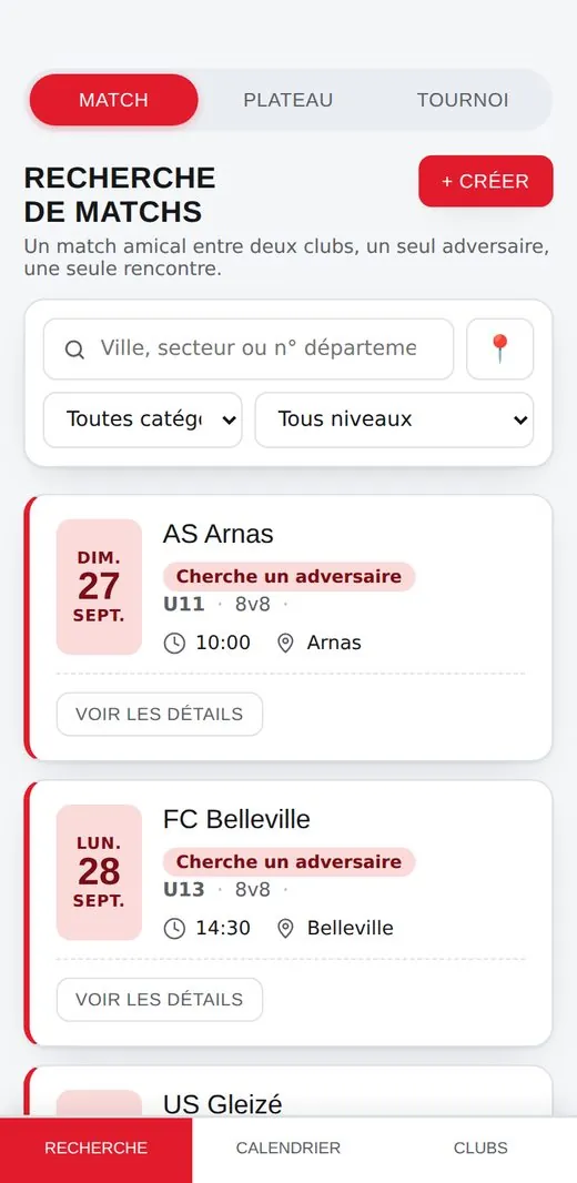 Recherche de matchs